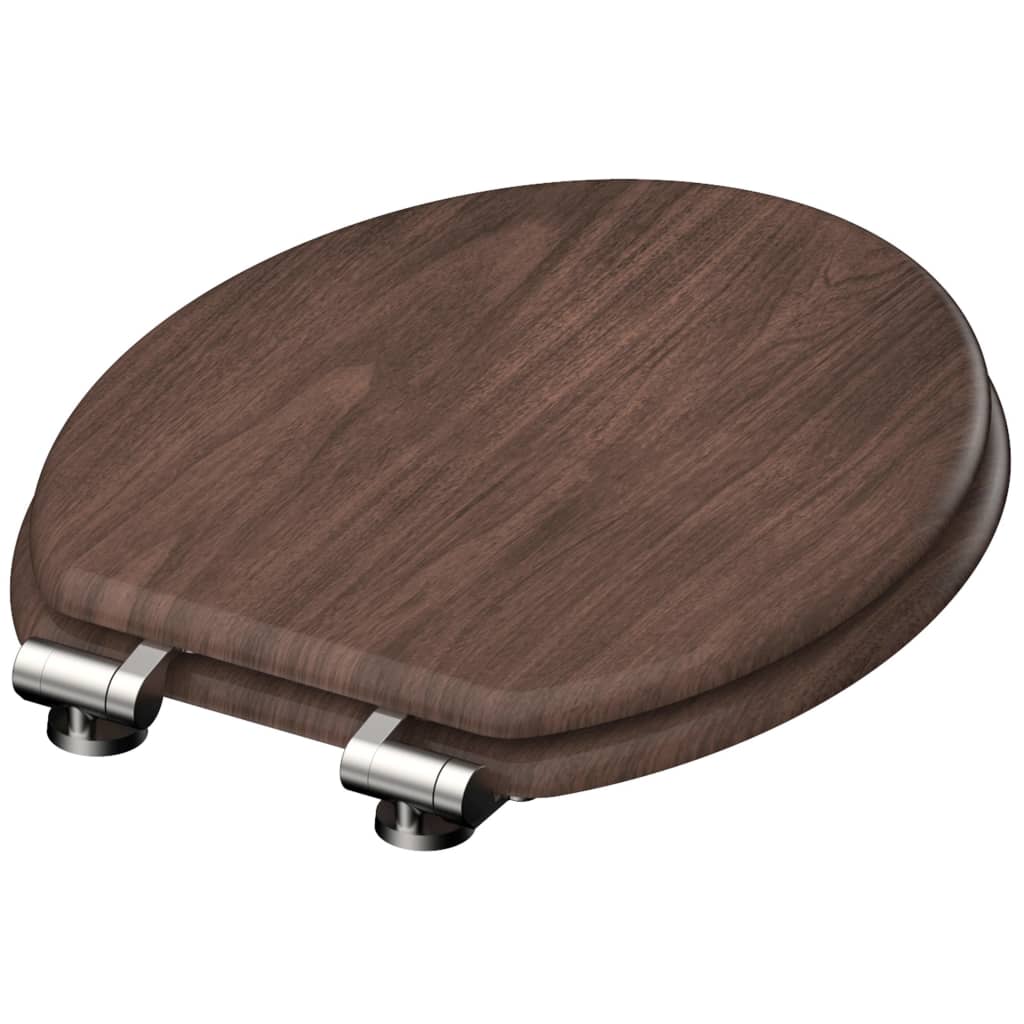 SCHÜTTE Toilet Seat with Soft-Close DARK WOOD MDF