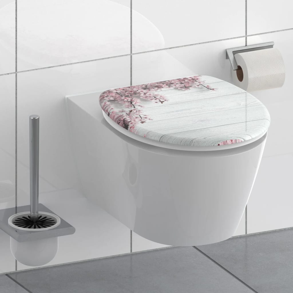 SCHÜTTE Toilet Seat with Soft-Close FLOWERS & WOOD