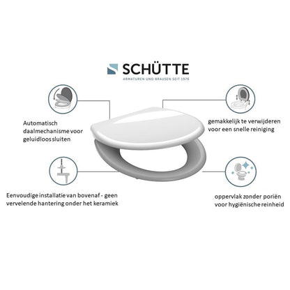 SCHÜTTE Duroplast Toilet Seat with Soft-Close Quick Release GREY