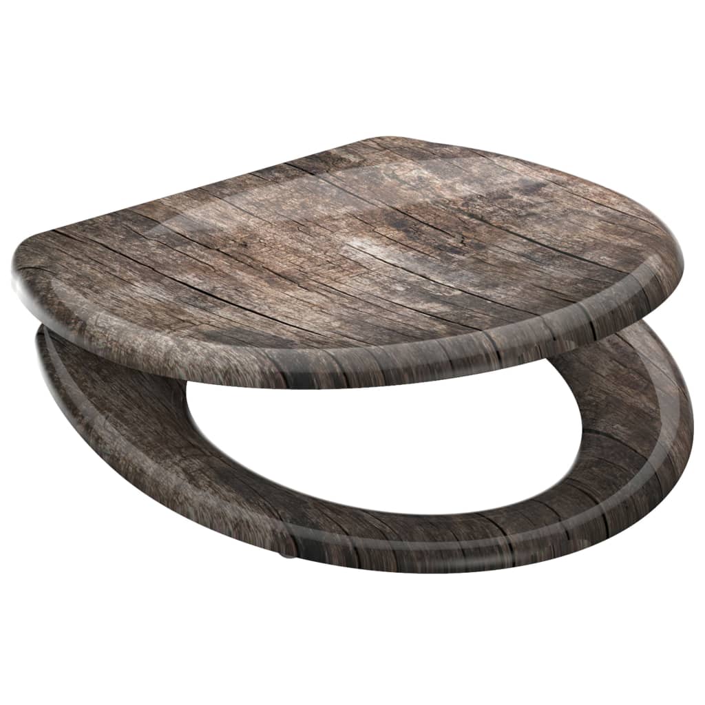 SCHÜTTE Duroplast Toilet Seat with Soft-Close OLD WOOD Printed