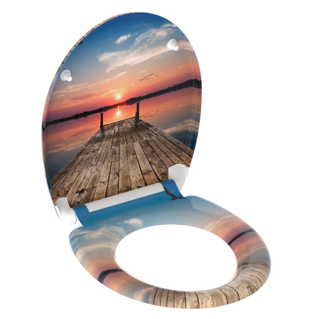 SCHÜTTE Toilet Seat with Soft-Close Quick Release SUNSET SKY - Bend