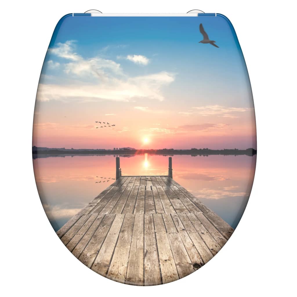 SCHÜTTE Toilet Seat with Soft-Close Quick Release SUNSET SKY - Bend