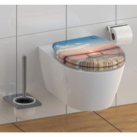 SCHÜTTE Toilet Seat with Soft-Close Quick Release SUNSET SKY - Bend