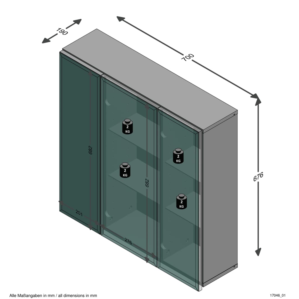 FMD Mirrored Bathroom Cabinet 70x19x67.6 cm White - Bend