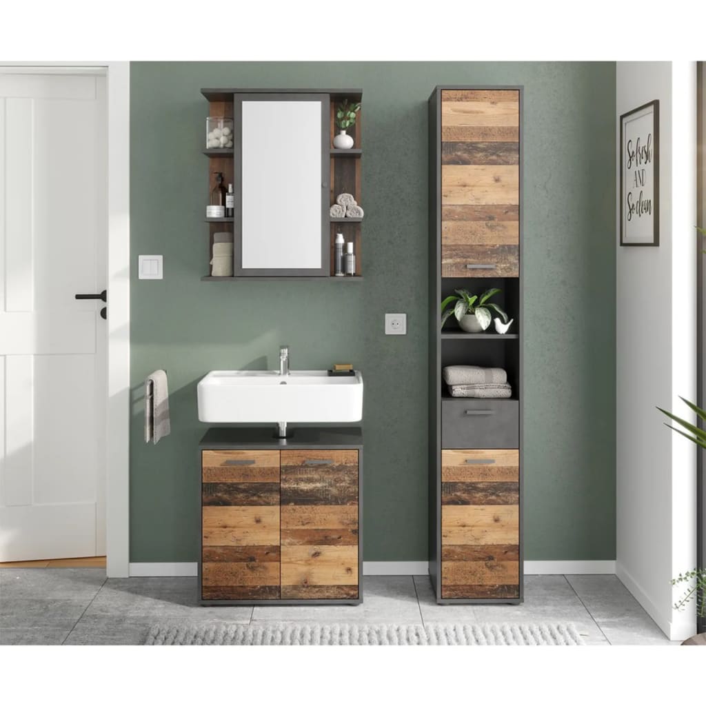 FMD Bathroom Sink Cabinet with 2 Doors Matera Old Style Dark - Bend