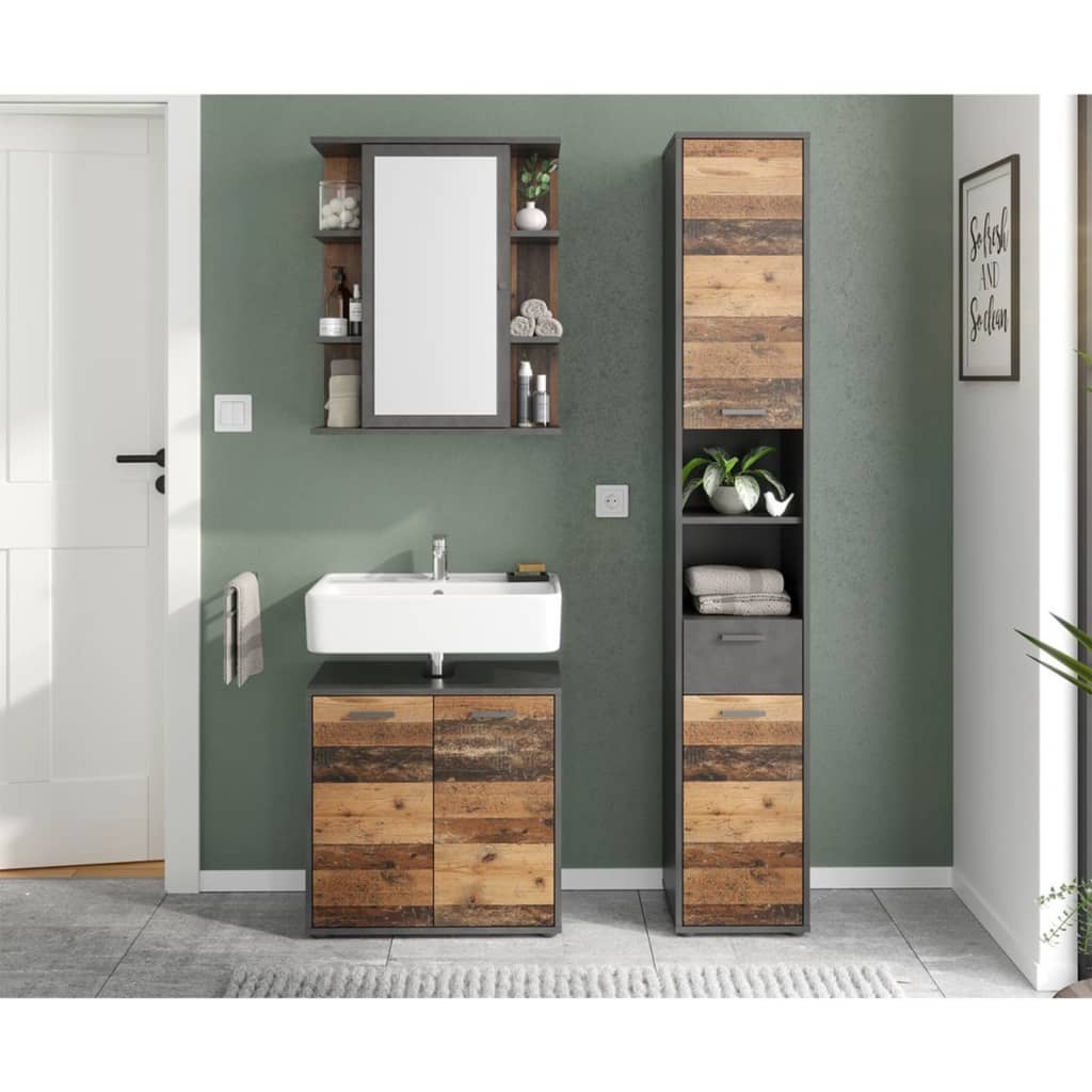 FMD Mirrored Bathroom Cabinet Matera Old Style Dark - Bend