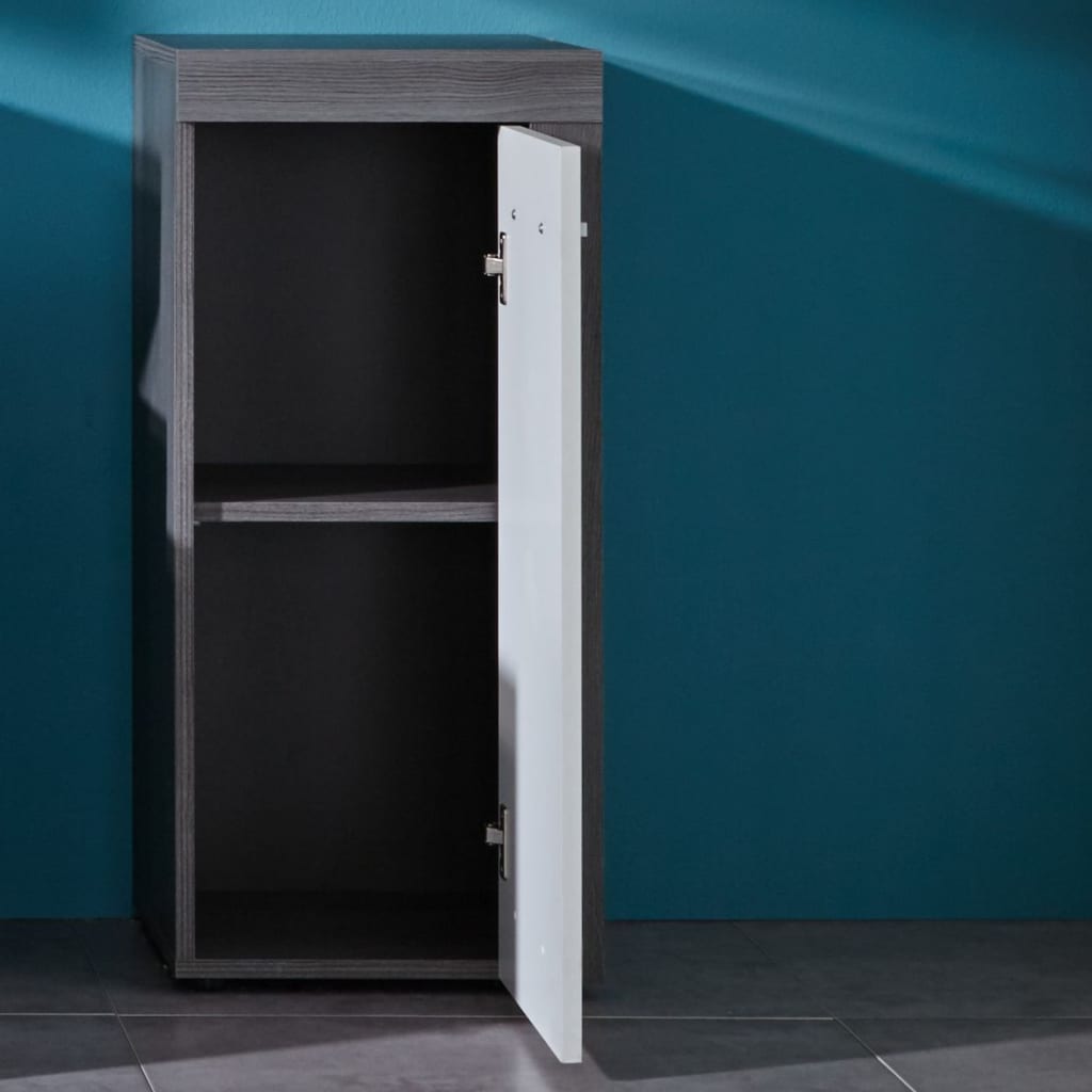 Trendteam Storage Floor Cabinet Miami White and Smokey Silver - Bend