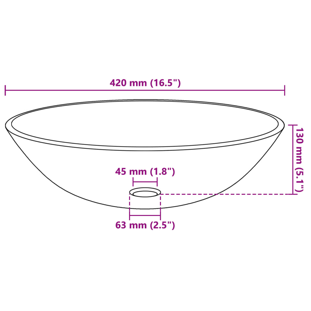 Basin Tempered Glass 42 cm Transparent - Bend