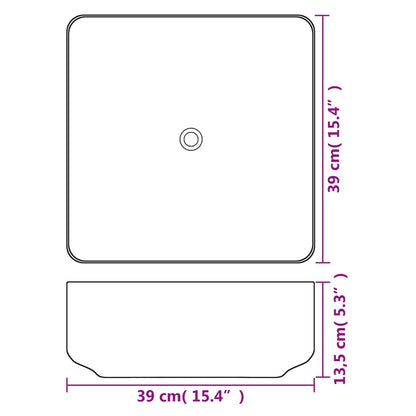 Basin Square Ceramic White 39x39x13.5 cm