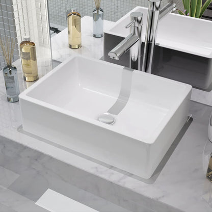 Ceramic Wash Basin in White - Bend