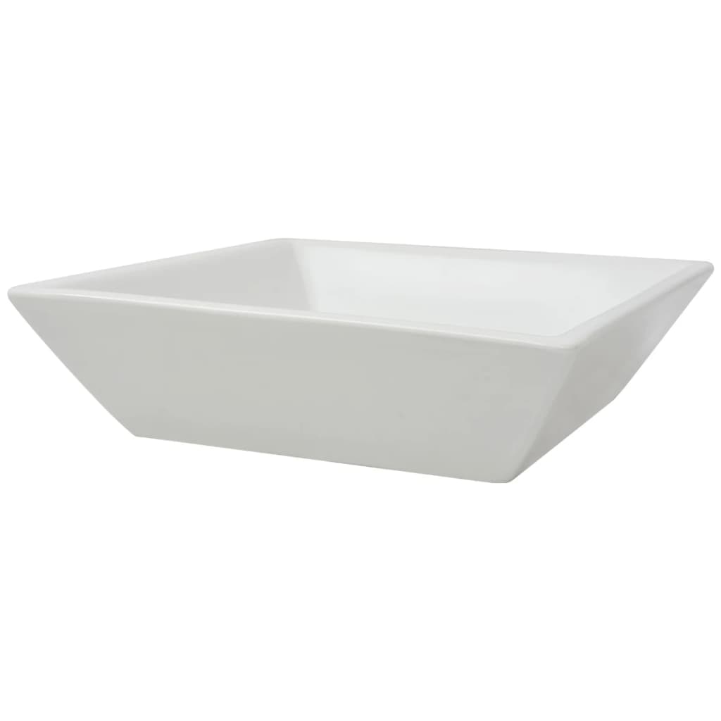 Square White Ceramic Wash Basin - Bend