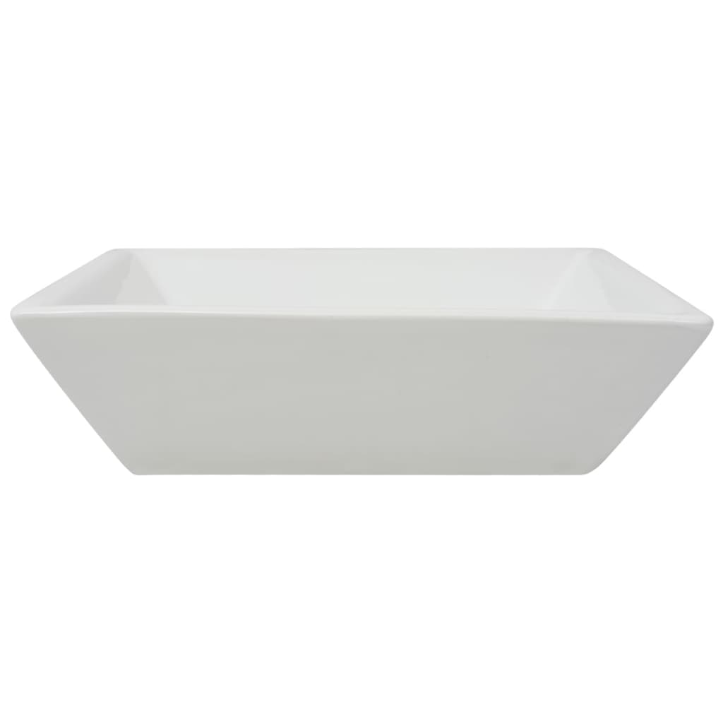 Square White Ceramic Wash Basin - Bend