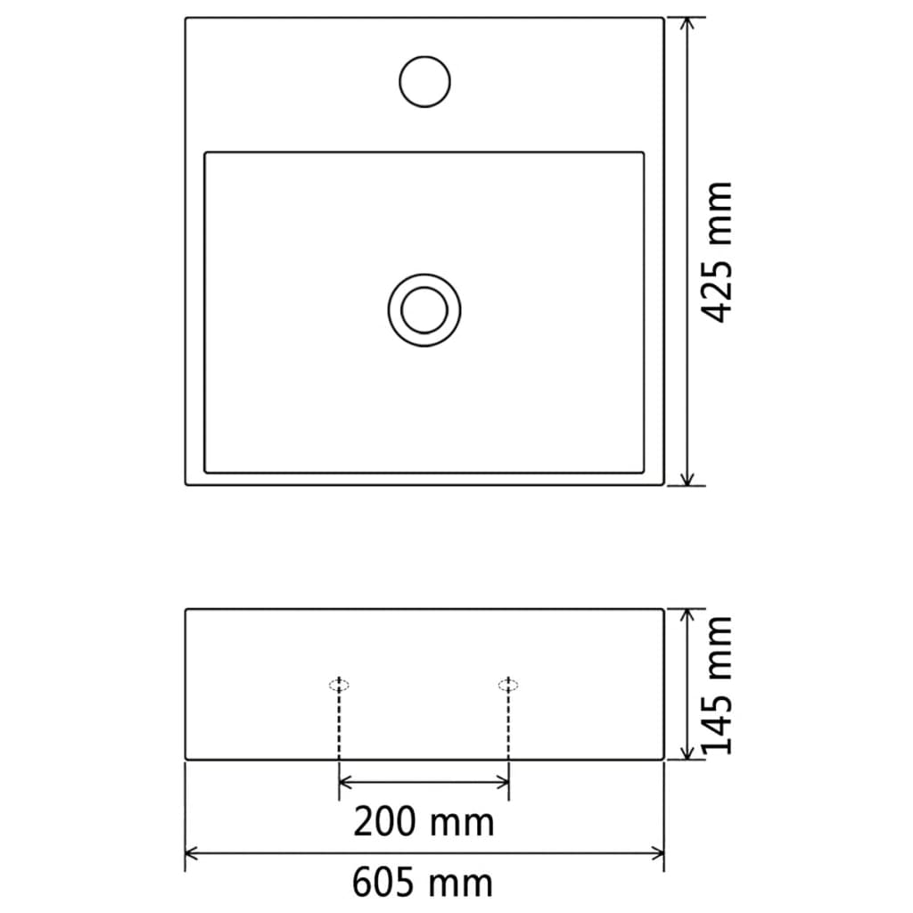 Ceramic Wash Basin with Faucet Hole in White - Bend