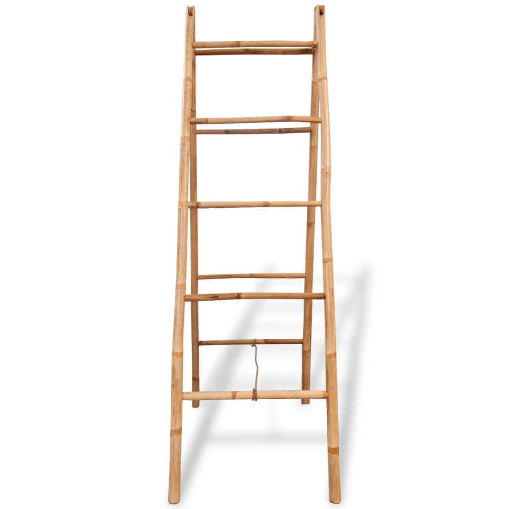 Double Towel Ladder with 5 Rungs Bamboo 50x160 cm