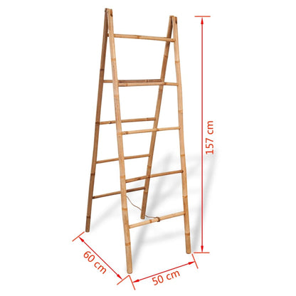 Double Towel Ladder with 5 Rungs Bamboo 50x160 cm