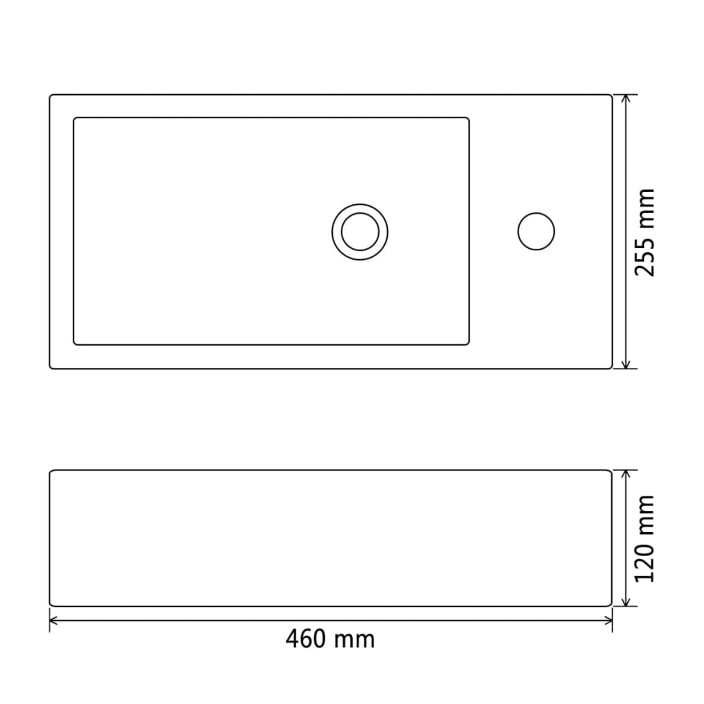 Black Ceramic Rectangular Basin with Faucet Hole - Bend