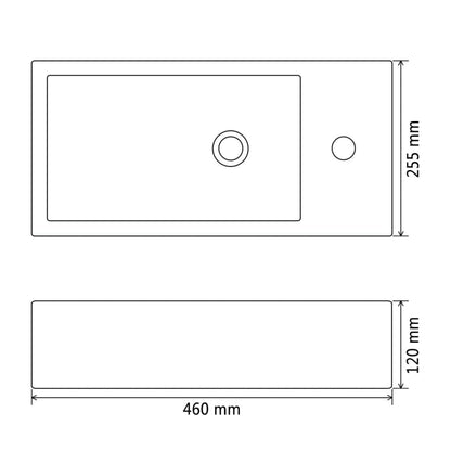 Black Ceramic Rectangular Basin with Faucet Hole - Bend