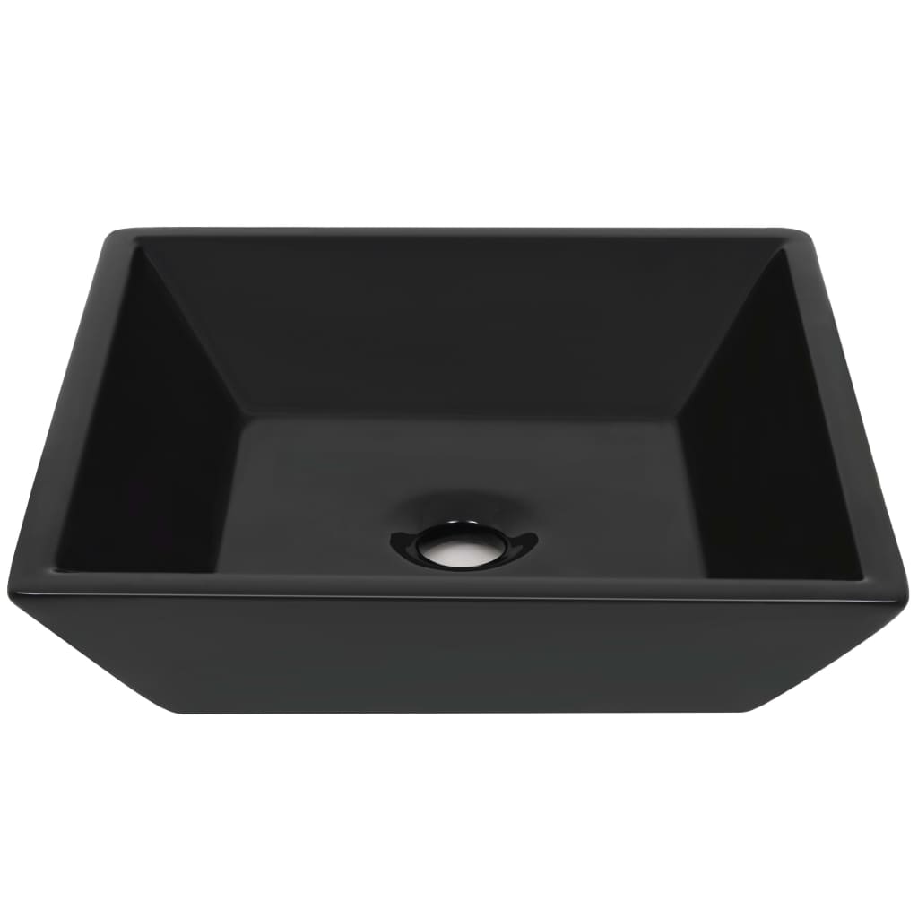 Square Black Ceramic Basin for Modern Bathrooms - Bend