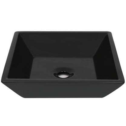 Square Black Ceramic Basin for Modern Bathrooms - Bend