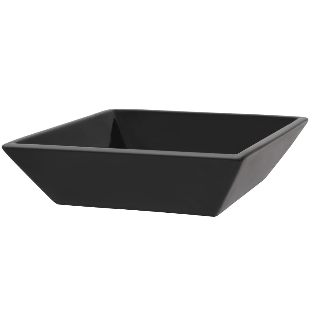 Square Black Ceramic Basin for Modern Bathrooms - Bend