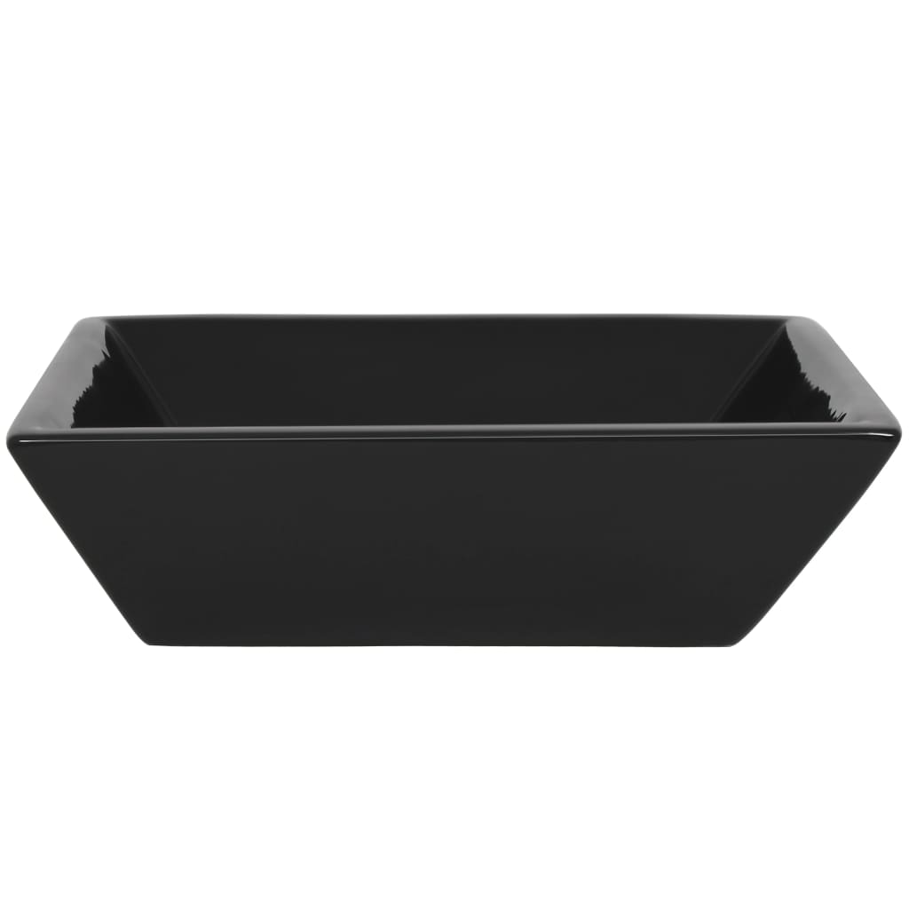 Square Black Ceramic Basin for Modern Bathrooms - Bend