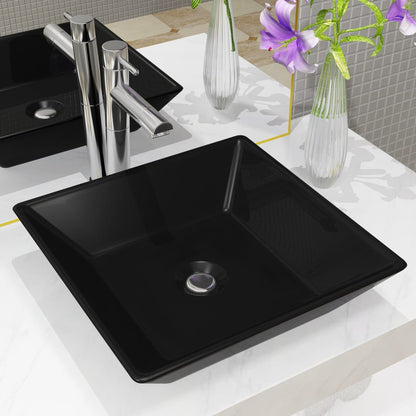 Square Black Ceramic Basin for Modern Bathrooms - Bend