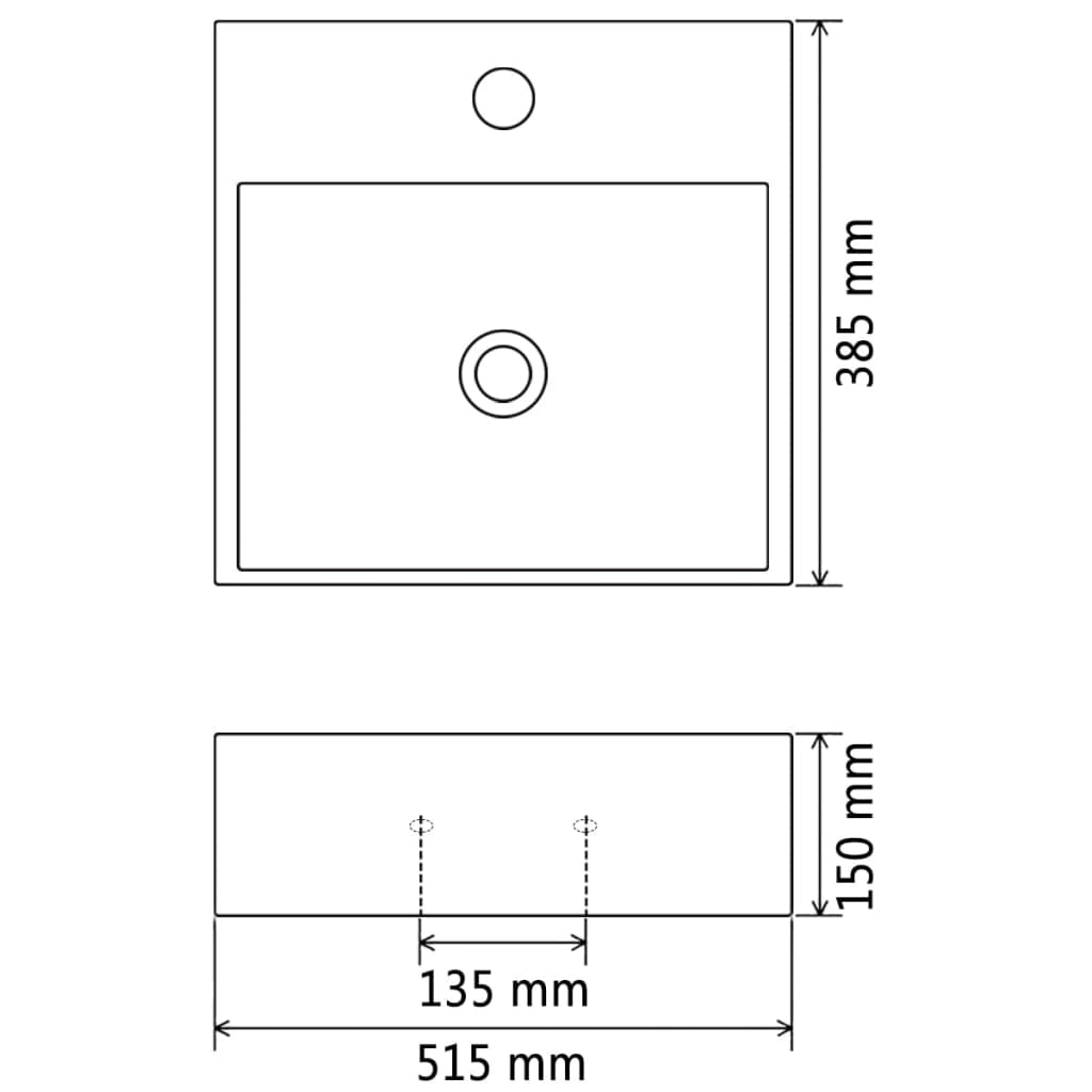 Black Ceramic Basin with Faucet Hole - Bend