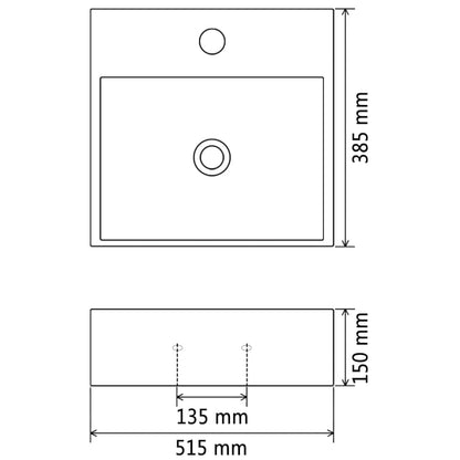 Black Ceramic Basin with Faucet Hole - Bend