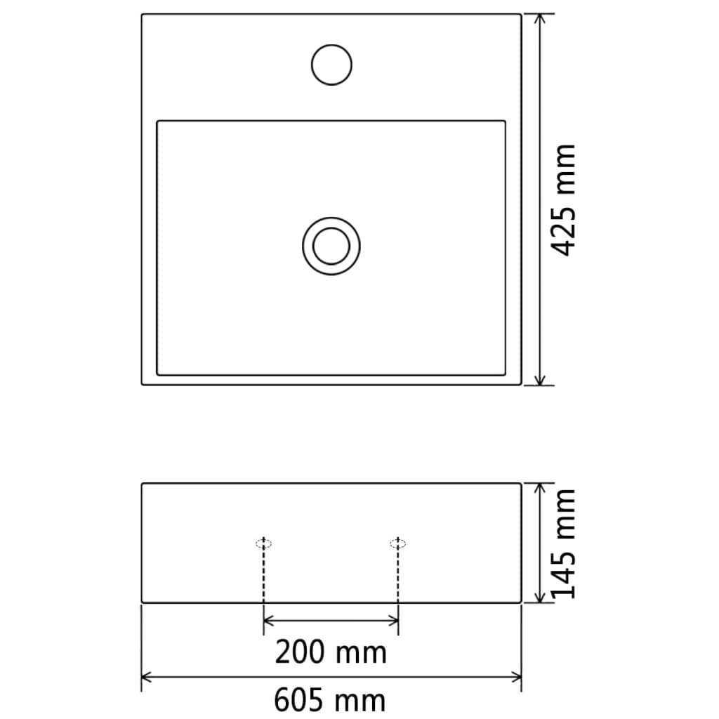 Ceramic Black Basin with Faucet Hole - Bend