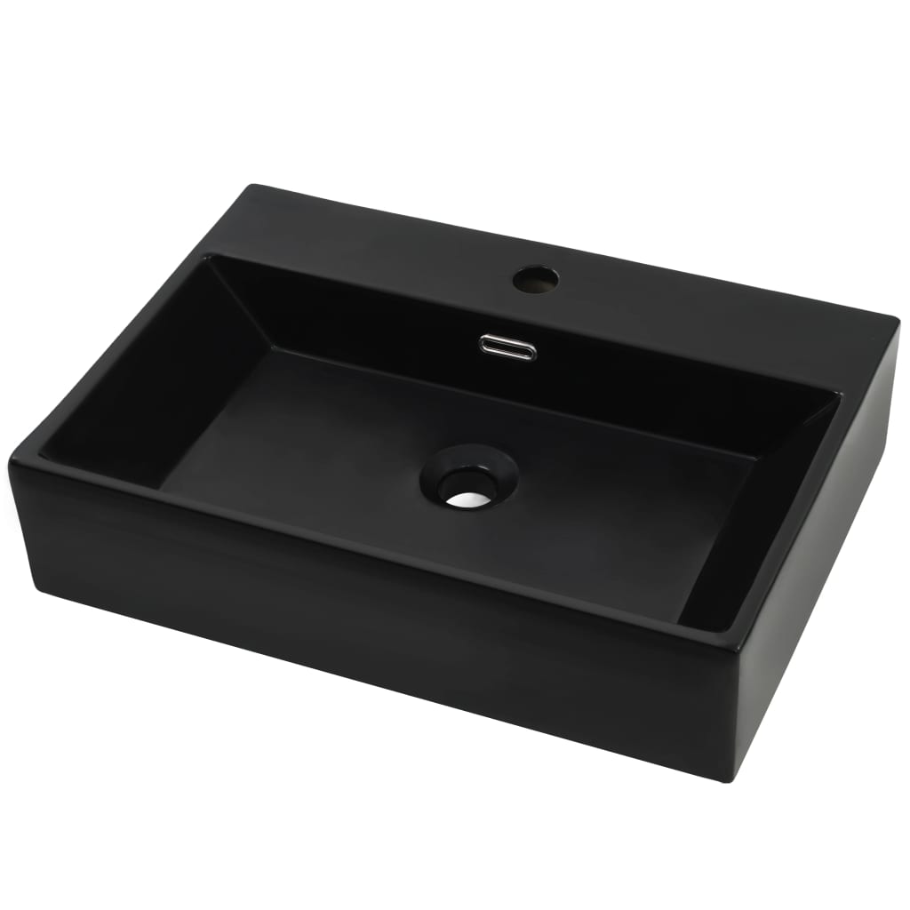 Ceramic Black Basin with Faucet Hole - Bend