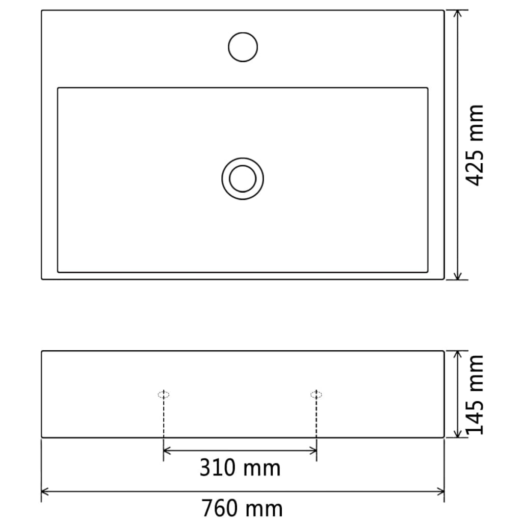 Ceramic Black Basin with Faucet Hole - Bend