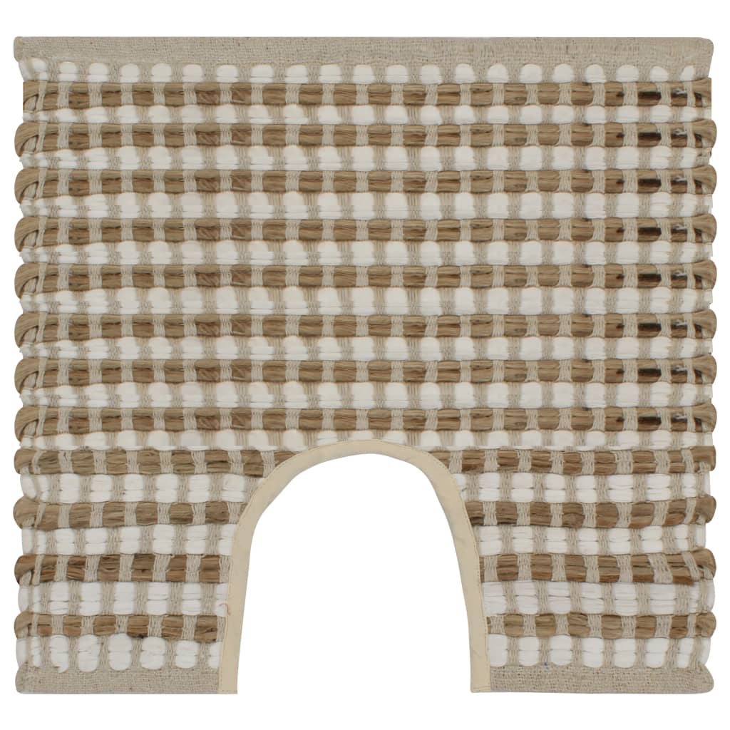 Hand-Woven Jute Bathroom Mat Set Fabric Natural and White - Bend