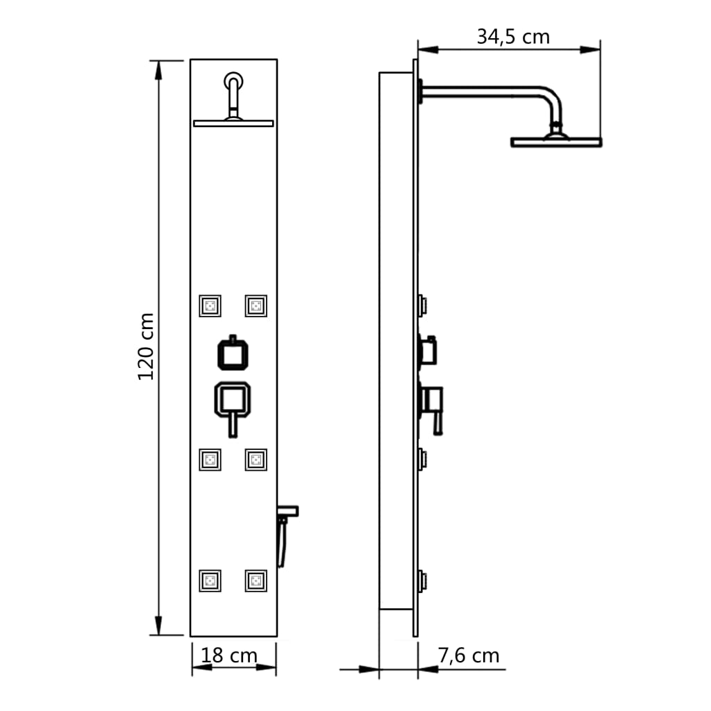 Shower Panel Unit Glass 18x42.1x120 cm Black - Bend