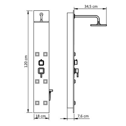 Shower Panel Unit Glass 18x42.1x120 cm Black - Bend