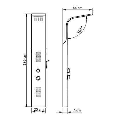 Shower Panel Unit Aluminium 20x44x130 cm White - Bend