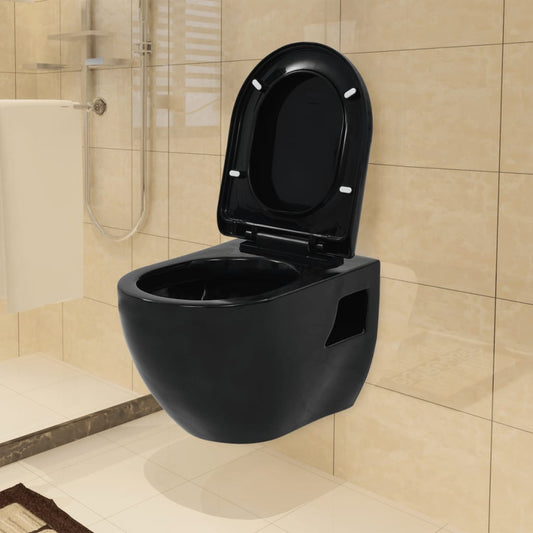 Wall-Hung Toilet Ceramic Black - Bend