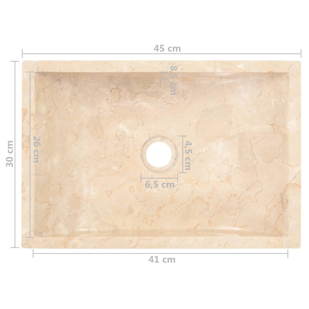 Sink 45x30x12 cm Marble High Gloss Cream