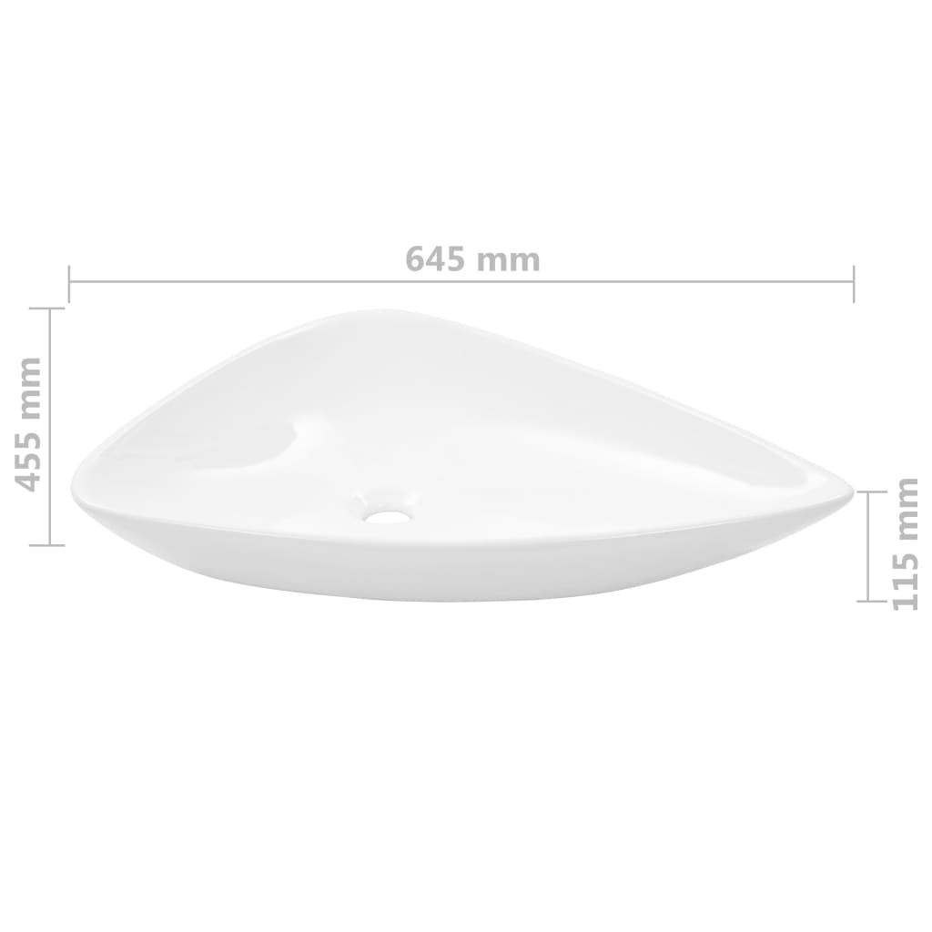 White Triangle Ceramic Basin - Bend