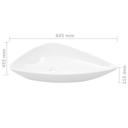 White Triangle Ceramic Basin - Bend