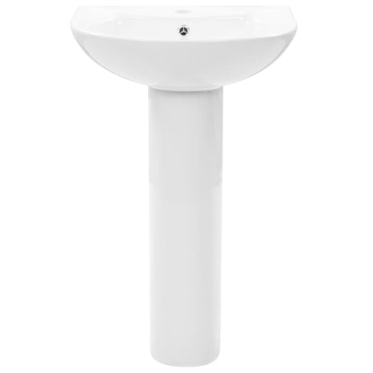 Freestanding Basin with Pedestal Ceramic White 520x440x190 mm