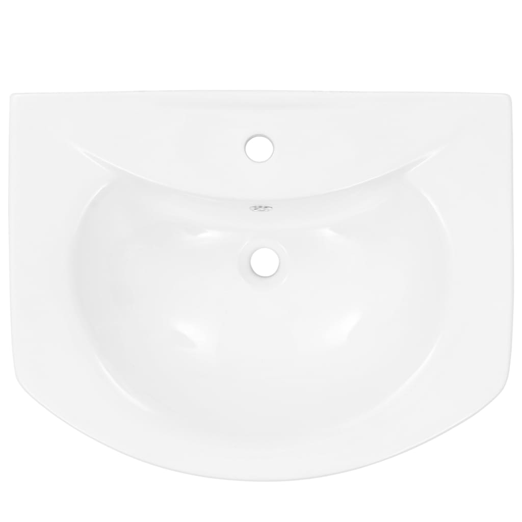 Freestanding Basin with Pedestal Ceramic White 650x520x200 mm - Bend