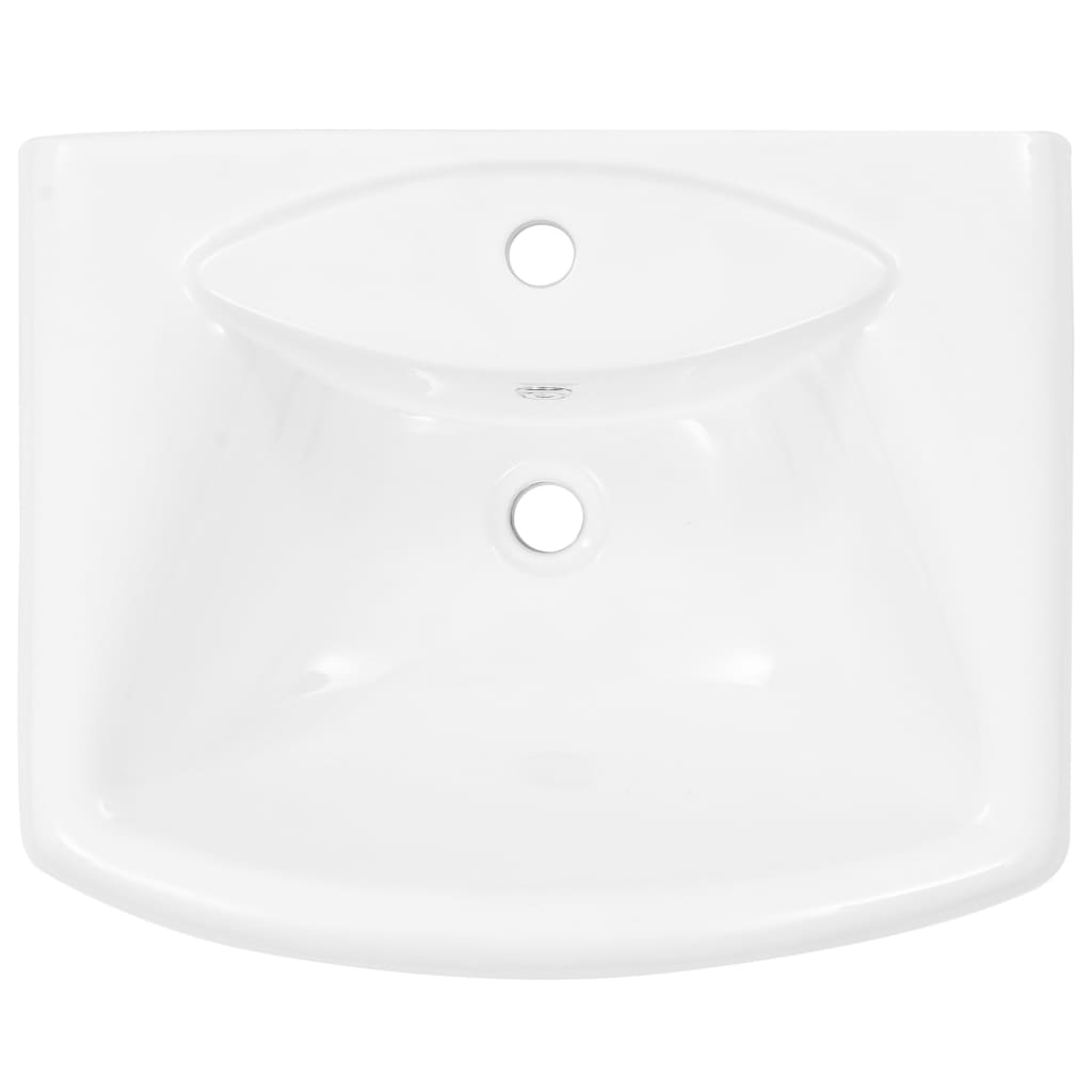 Freestanding Basin with Pedestal Ceramic White 580x470x200 mm - Bend