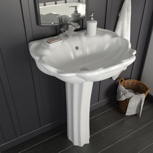 Freestanding Basin with Pedestal Ceramic White 580x510x200mm