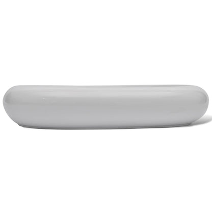 Bathroom Basin with Mixer Tap Ceramic Oval White - Bend