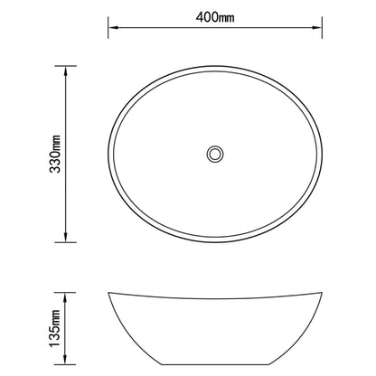 Wash Basin 40x33x13.5 cm Ceramic Silver - Bend