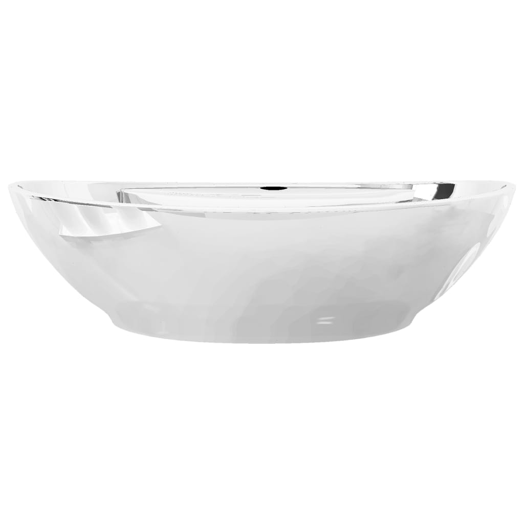 Wash Basin with Overflow 58.5x39x21 cm Ceramic Silver - Bend