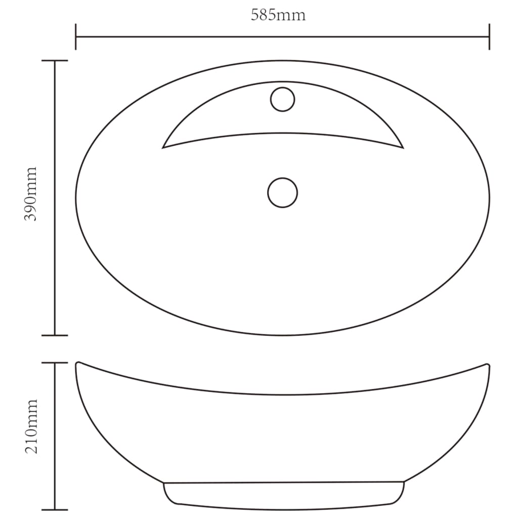 Wash Basin with Overflow 58.5x39x21 cm Ceramic Silver - Bend