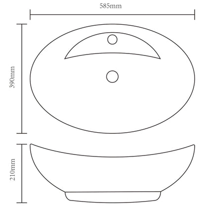 Wash Basin with Overflow 58.5x39x21 cm Ceramic Silver - Bend