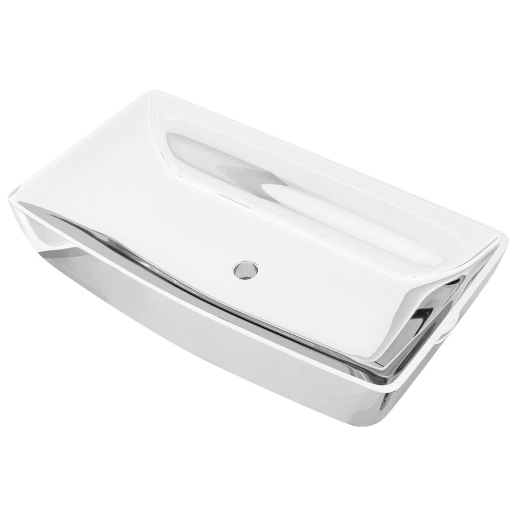 Wash Basin 71x38x13.5 cm Ceramic Silver - Bend