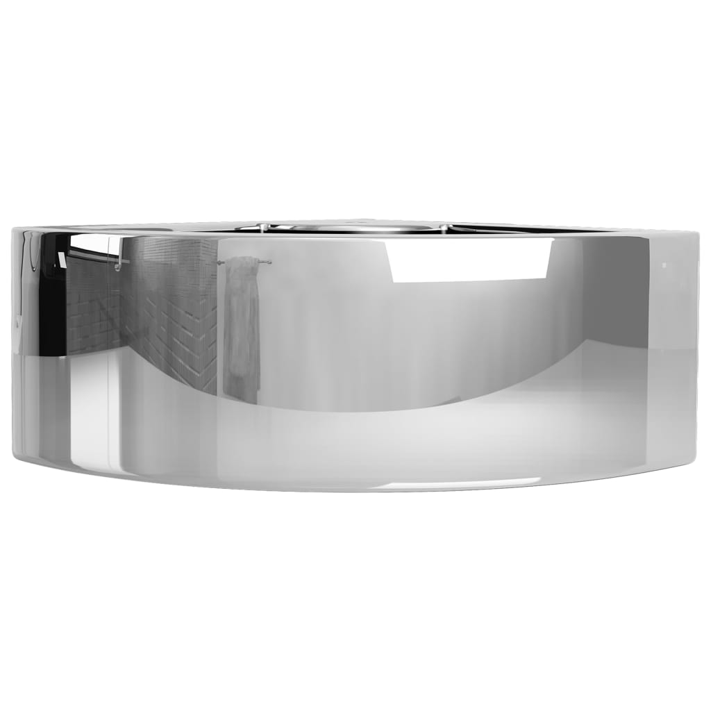 Wash Basin with Overflow 45x32x12.5 cm Ceramic Silver - Bend